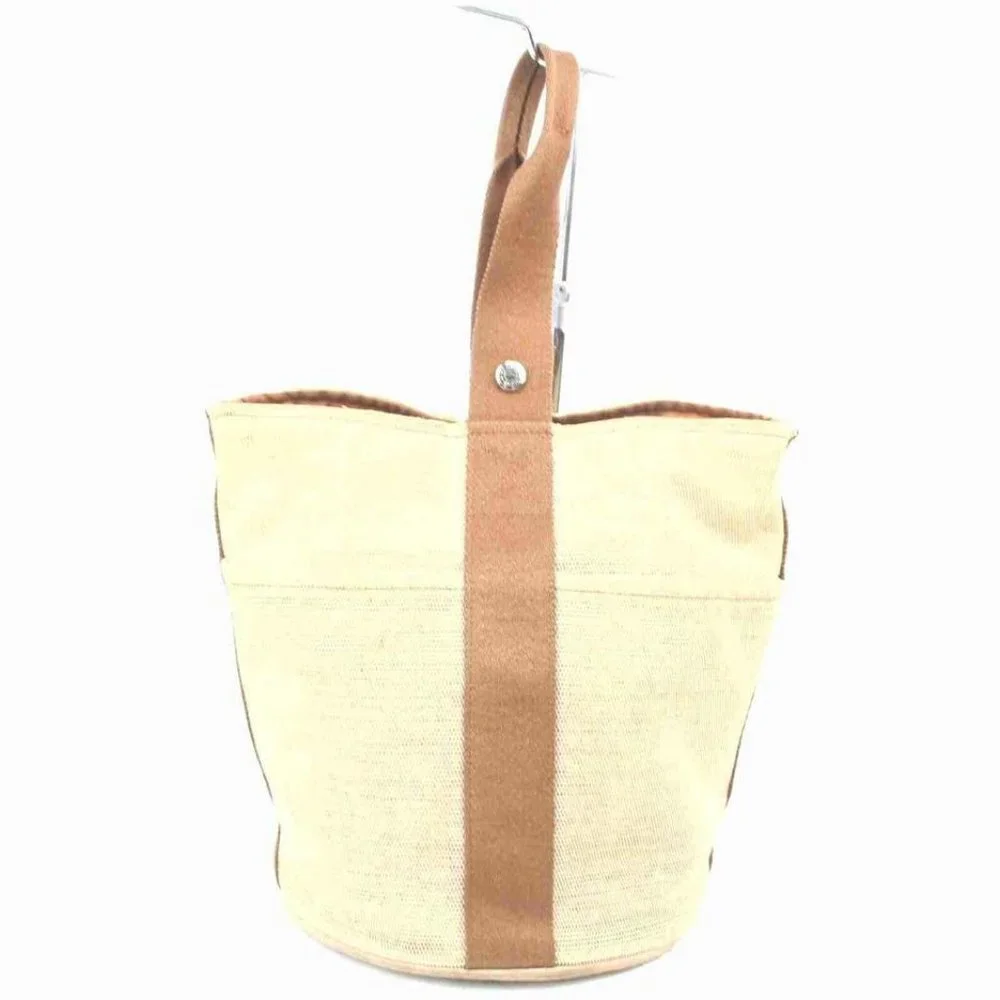 Hermes  Bicolor Toile Saxo MM Bucket Tote  861254